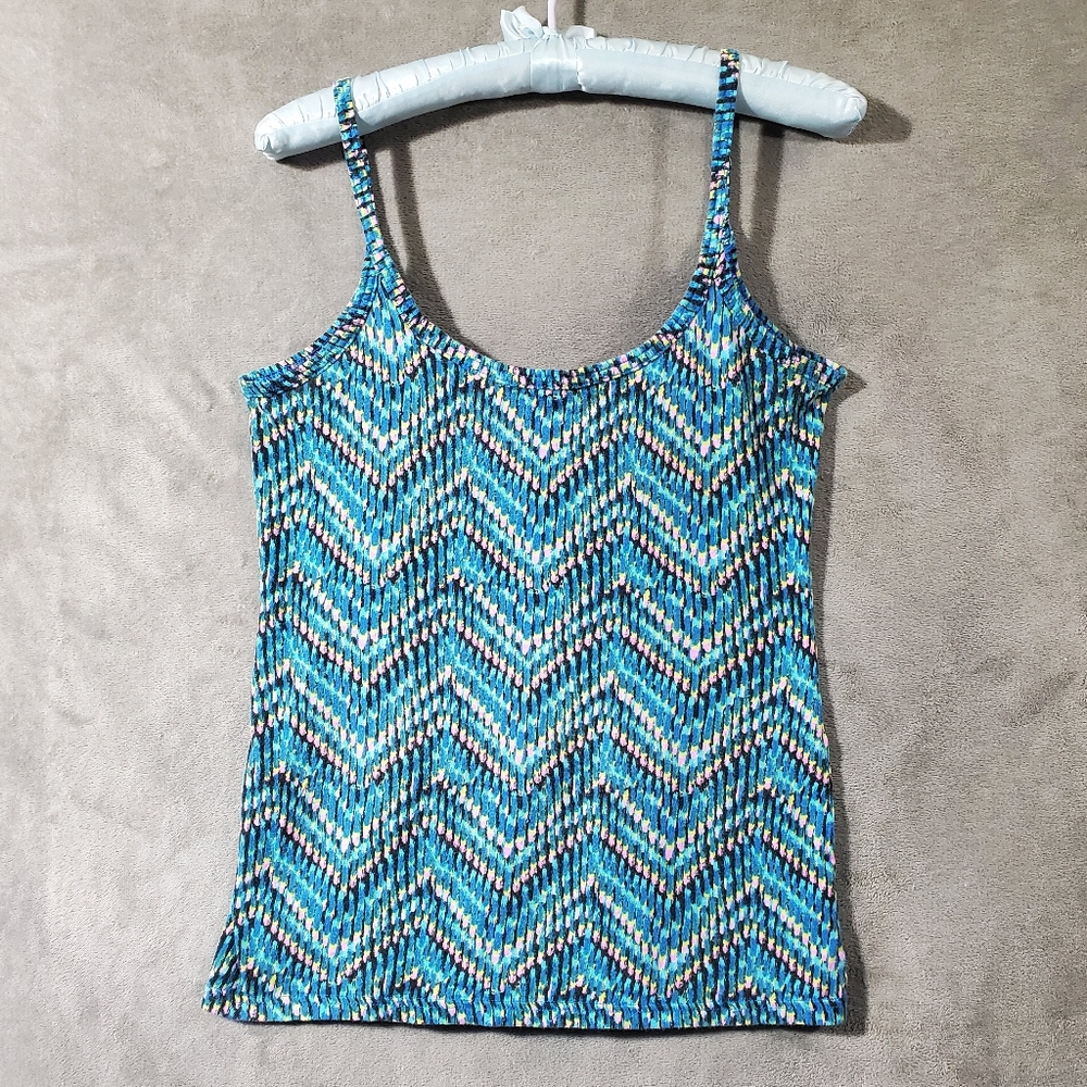 OP Ocean Pacific 100% Cotton Tank Top Blue Multi Size L